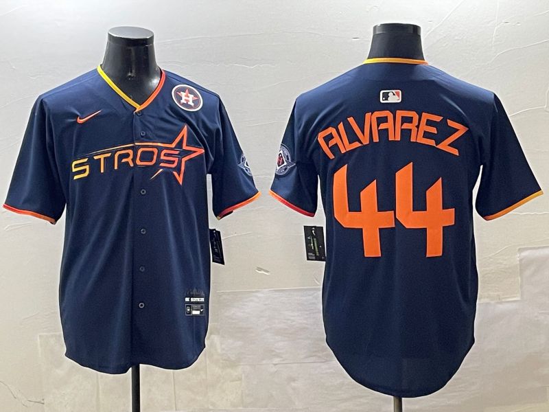 Men Houston Astros 44 Alvarez Drak Blue Three generations Joint Name 2025 Nike MLB Jersey style 9